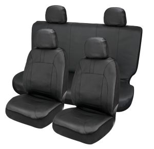 Funda Asiento Negro tipo Cuero 8 piezas PVC Tirol