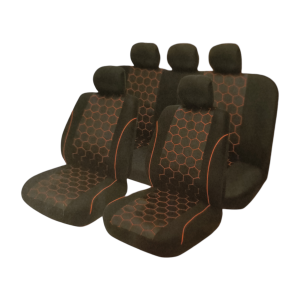 Funda Asiento Hexagonos Gris Rojo Negro 9-piezas Tirol