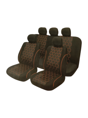 Funda Asiento Hexagonos Gris Rojo Negro 9-piezas Tirol