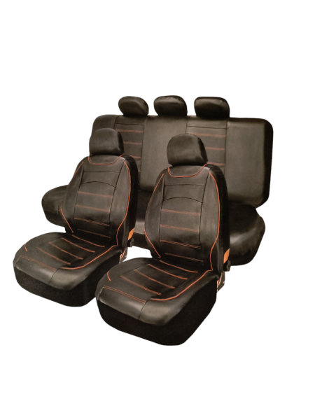 Funda Asiento Negro Lineas Rojas 9pcs PVC Tirol